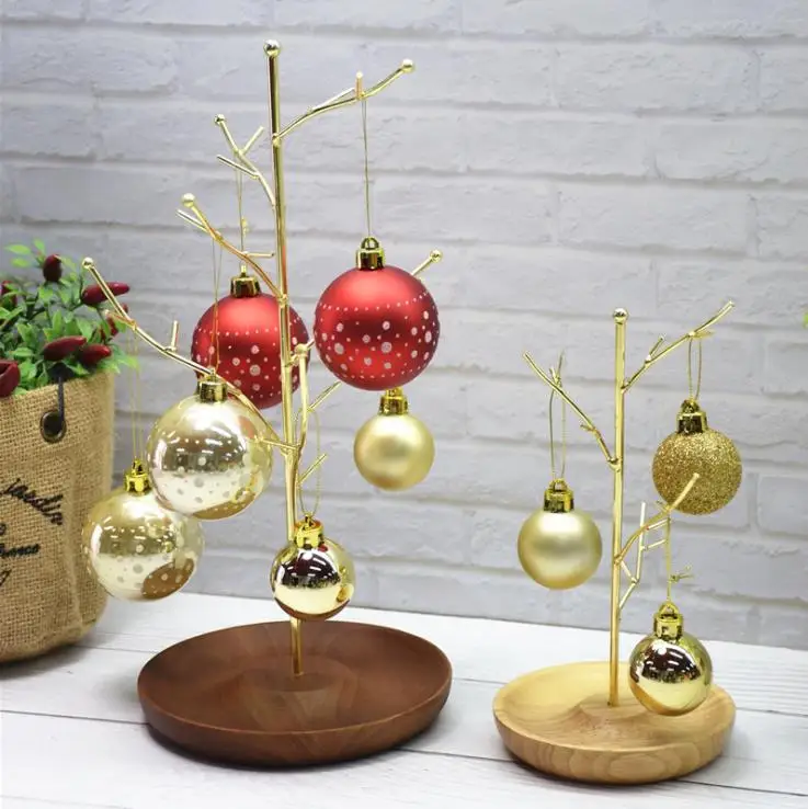 Jewelry Tree Stand Organizer Metal Display with Wooden Plate Base for Necklaces Bracelet Earrings Rings Jewelry Display Stand