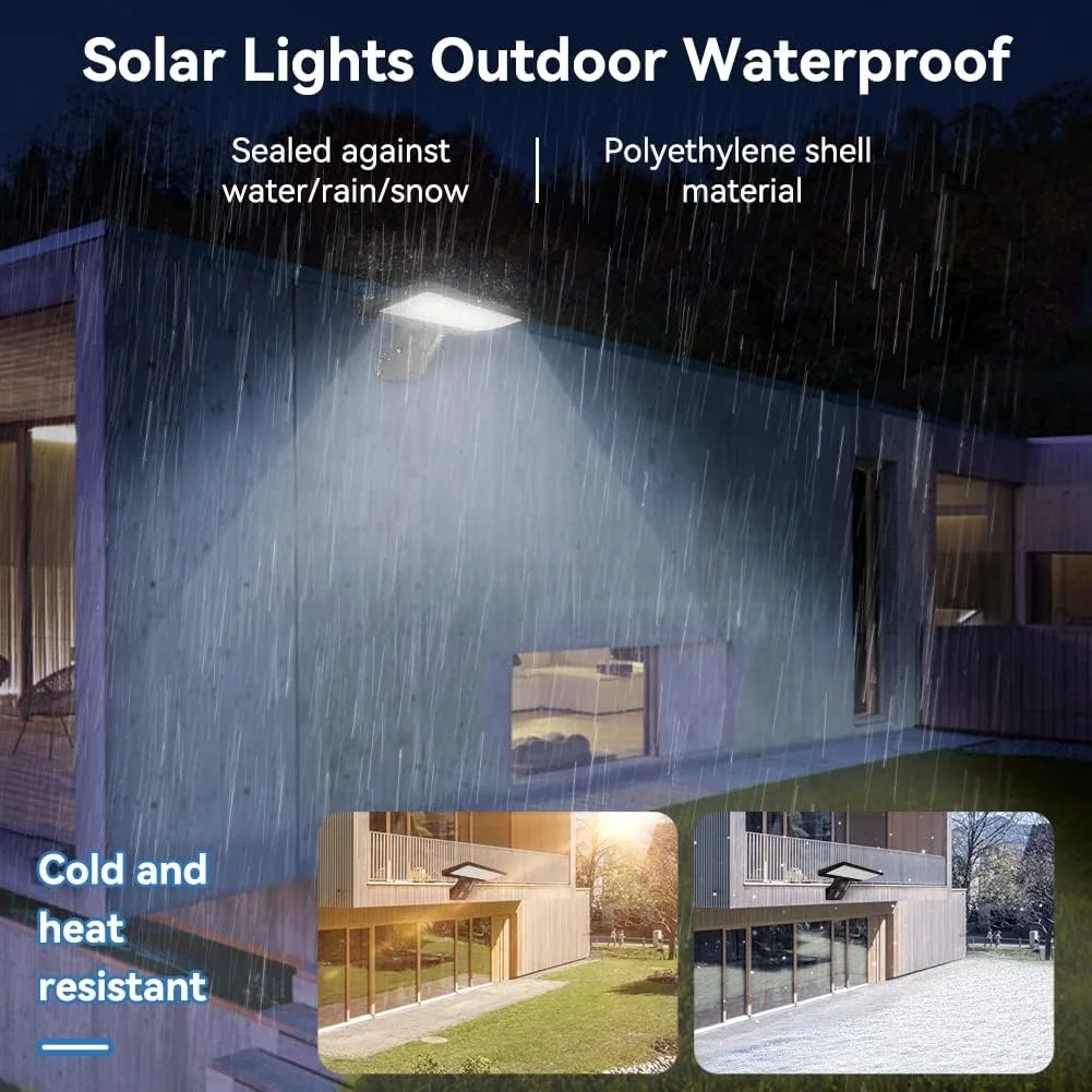JESLED led Solar Light for Outdoor 90LED Solar Lamp Super Bright with Motion Sensor  4 Modes 3 Colors led solar wallpack