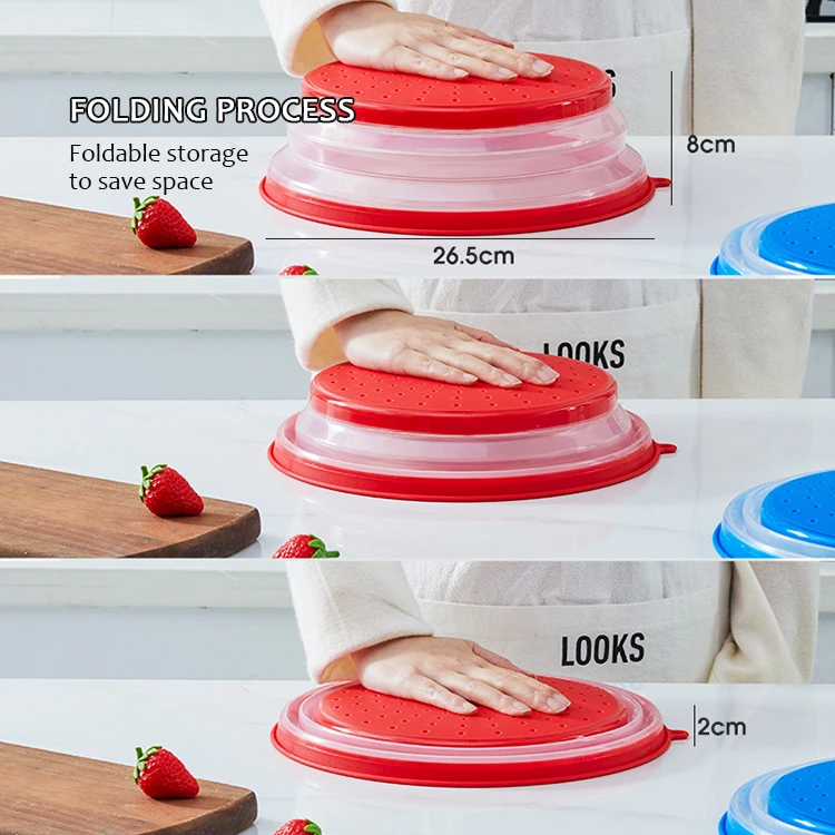 Heat resistant microwave silicone splatter guard collapsible microwave cover for food with Hook