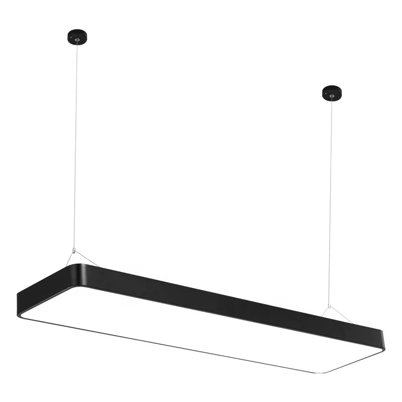 Commercial Office Supermarket LED Line Light 36W 42W 72W  black Suspending Rectangle pendant light