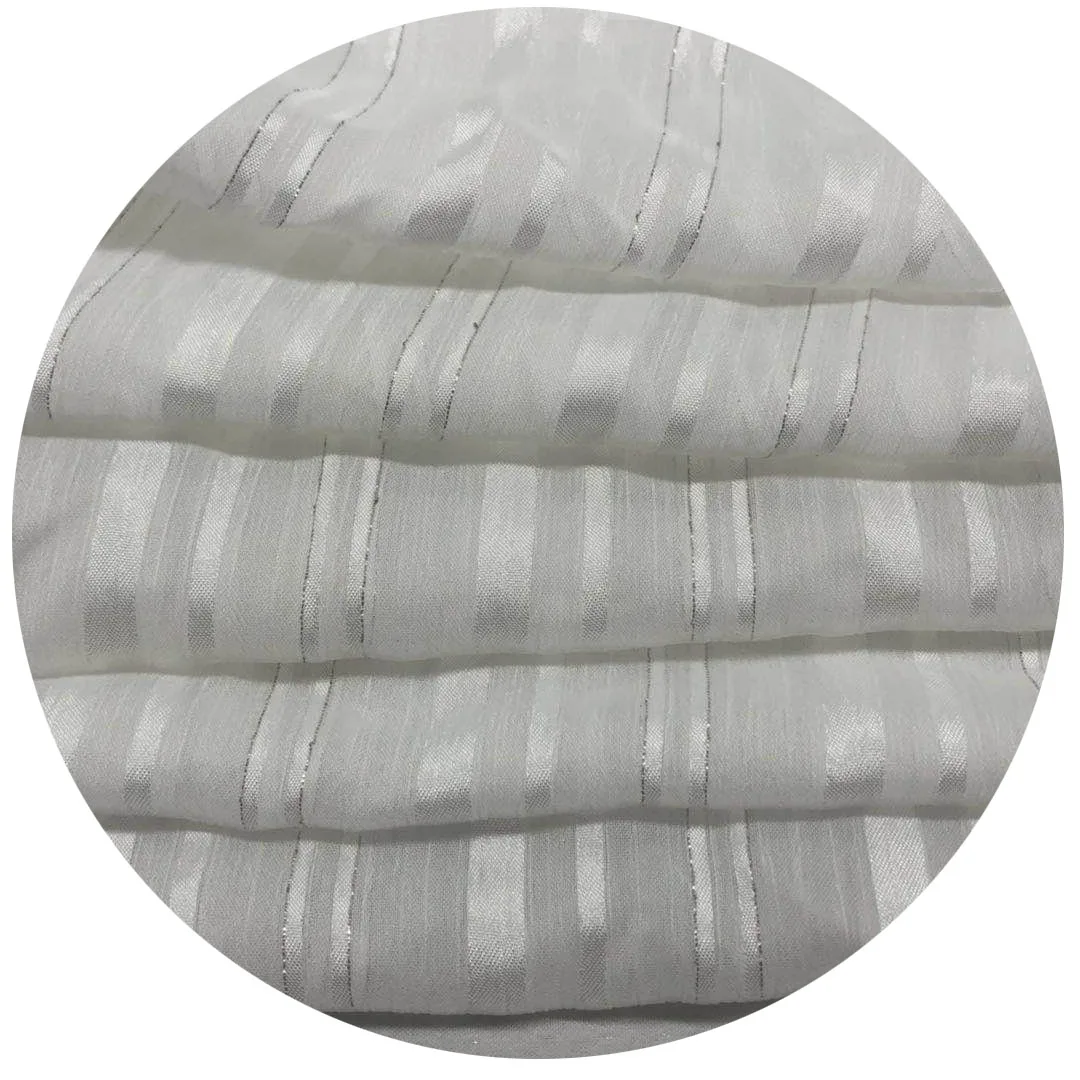 Блестящая полосатая атласная шифоновая ткань с металлическим покрытием из искусственного шелка с люрексом