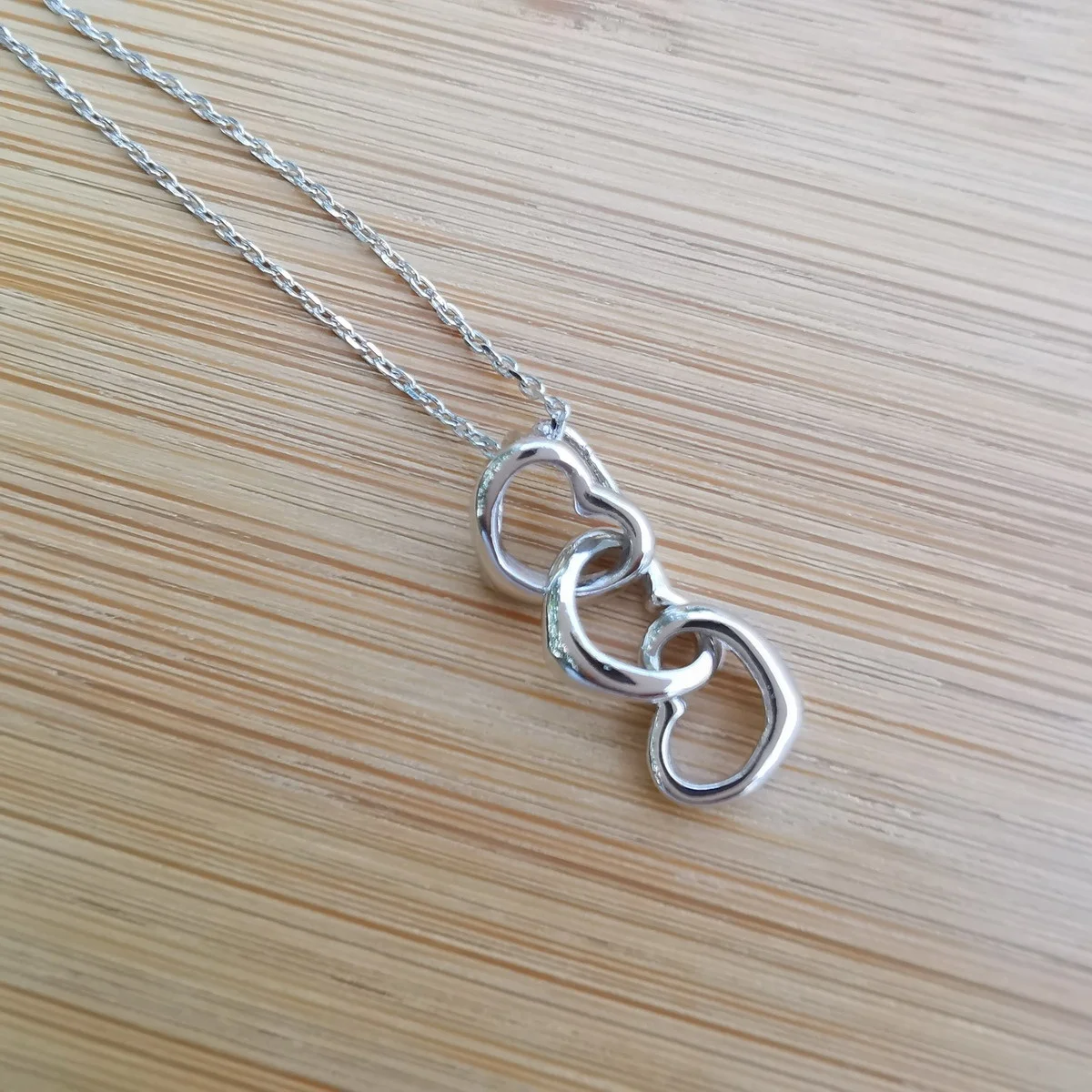 
Solid 925 silver pendant heart shape plated by rhodium three hearts charm necklace pendant nickel free 