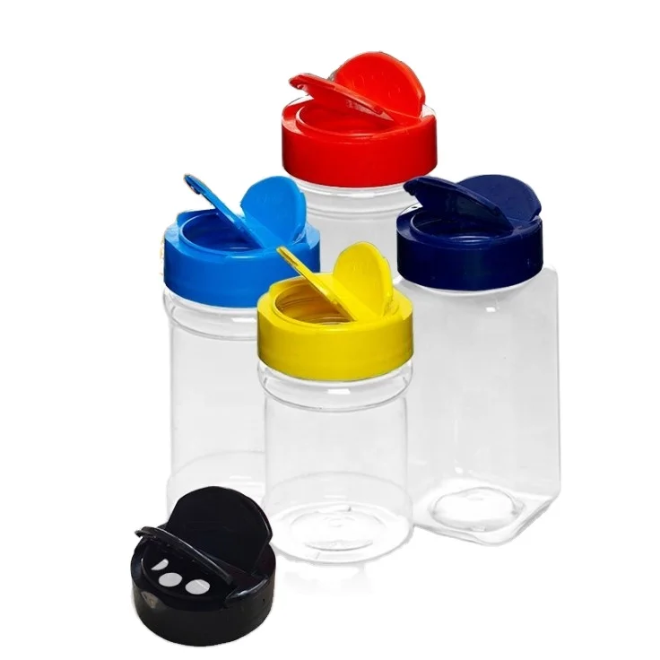 China Factory High Quality Cheap Price PET Plastic Spice Bottle Seasoning Jar with Dual Open Shaker Lid Flip Top