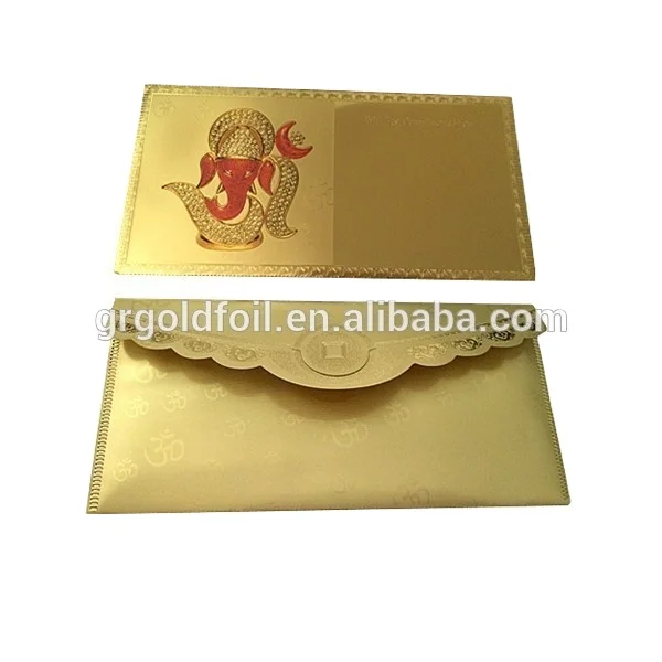 India Gold foil money envelope wedding invitation thank you gift envelope