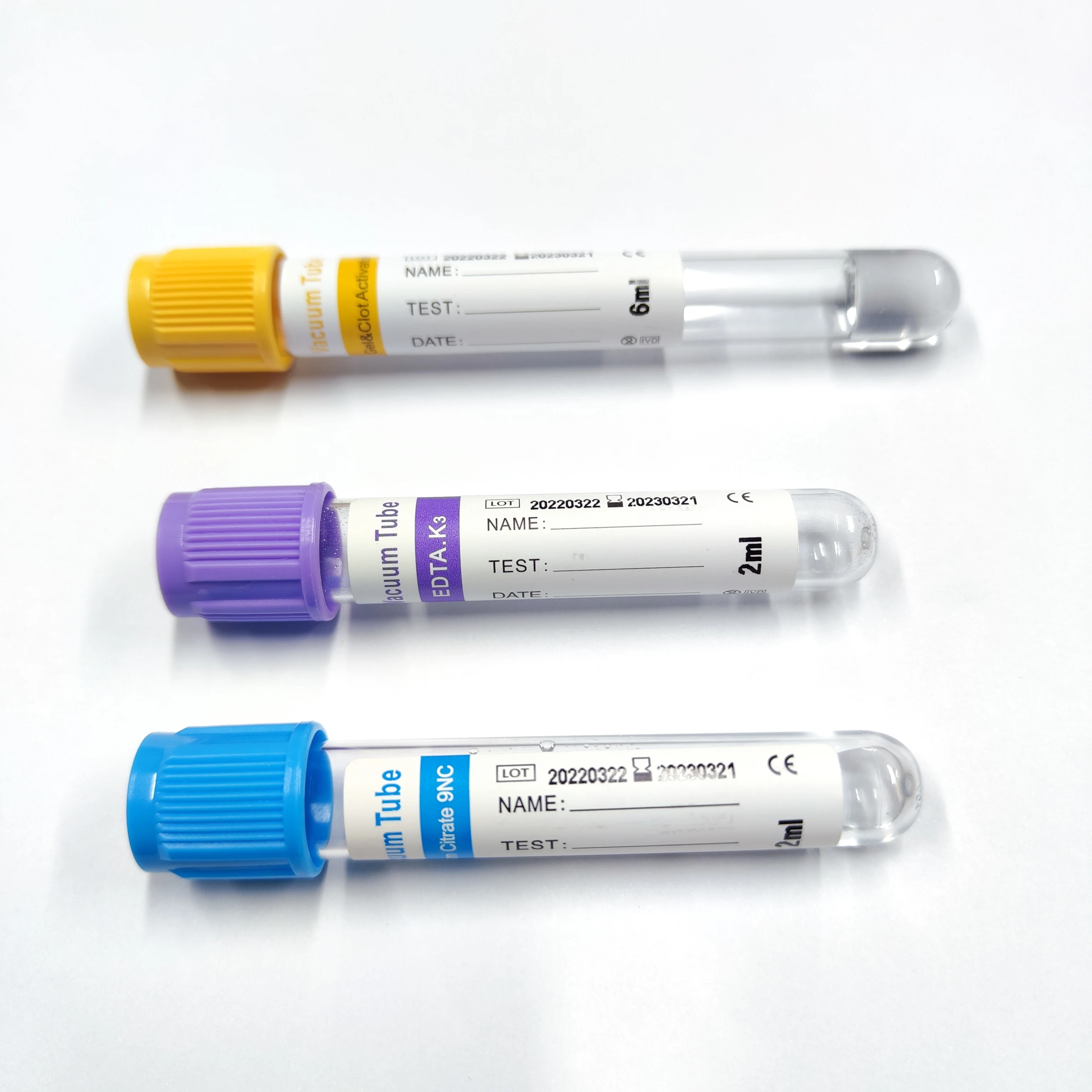 Высококачественная медицинская одноразовая вакуумная трубка из фиолетового стекла для домашних животных EDTA K2 K3 для сбора крови для больницы