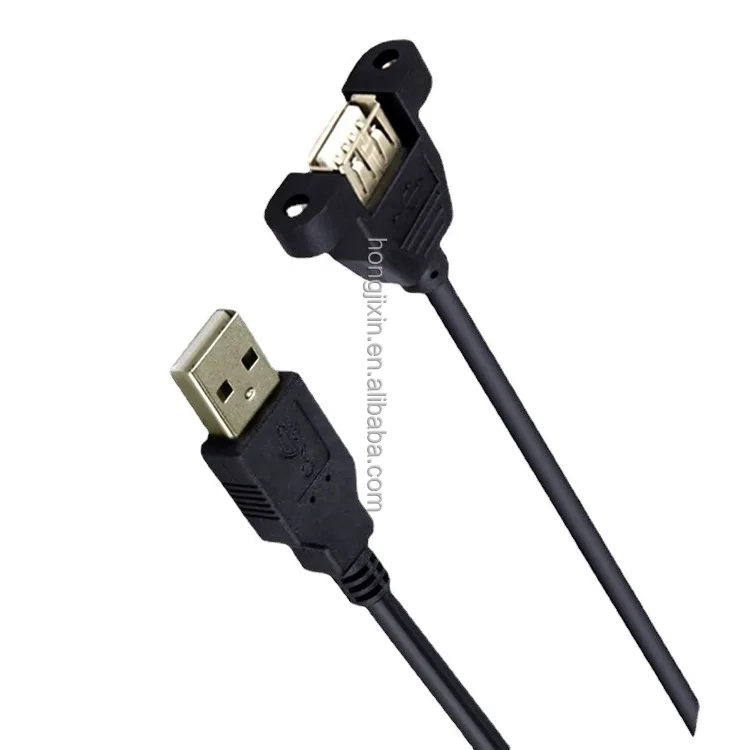USB 2.0 28/24 AWG ABE Shield  USB Male to Female With Panel Mount Female Extension Usb Cable