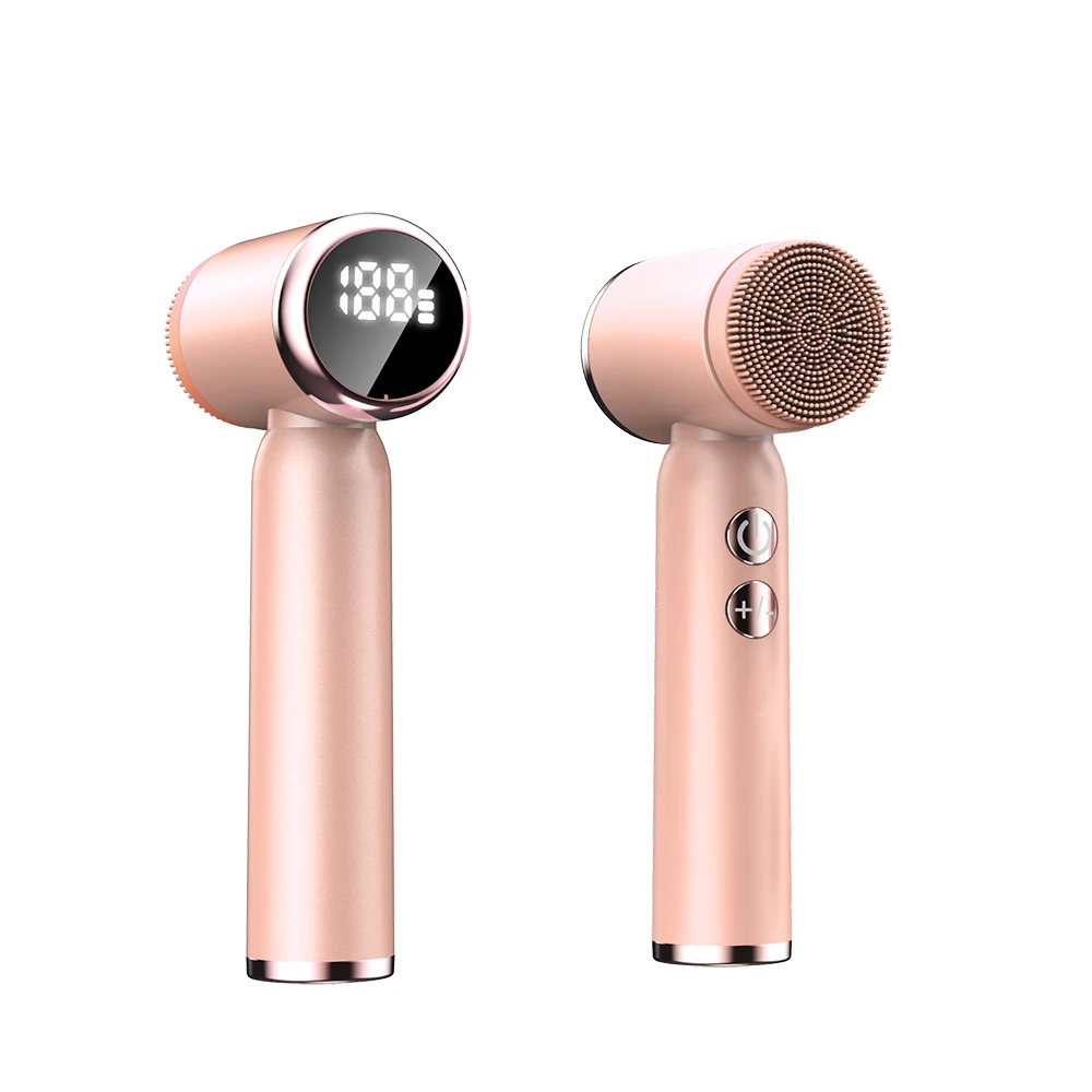 Sonic 6 Heads Facial Cleansing Brush Electric LCD Display Screen Vibrating Silicon Face Massage Brush Skin Clean Beauty Device