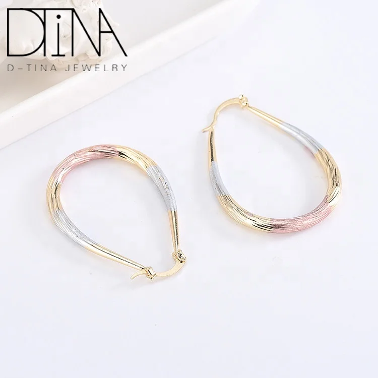 Новые трехцветные серьги DTINA витые овальные
