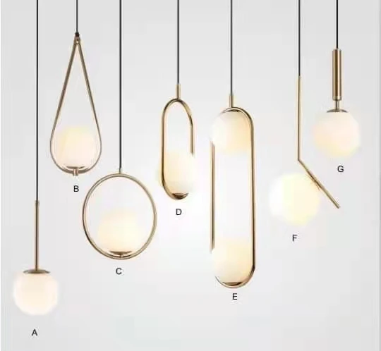 Glass Ball Pendent Light Small Gold Black Nordic Lamp Restaurant Bar Bedroom Shop Hanging Lighting Modern