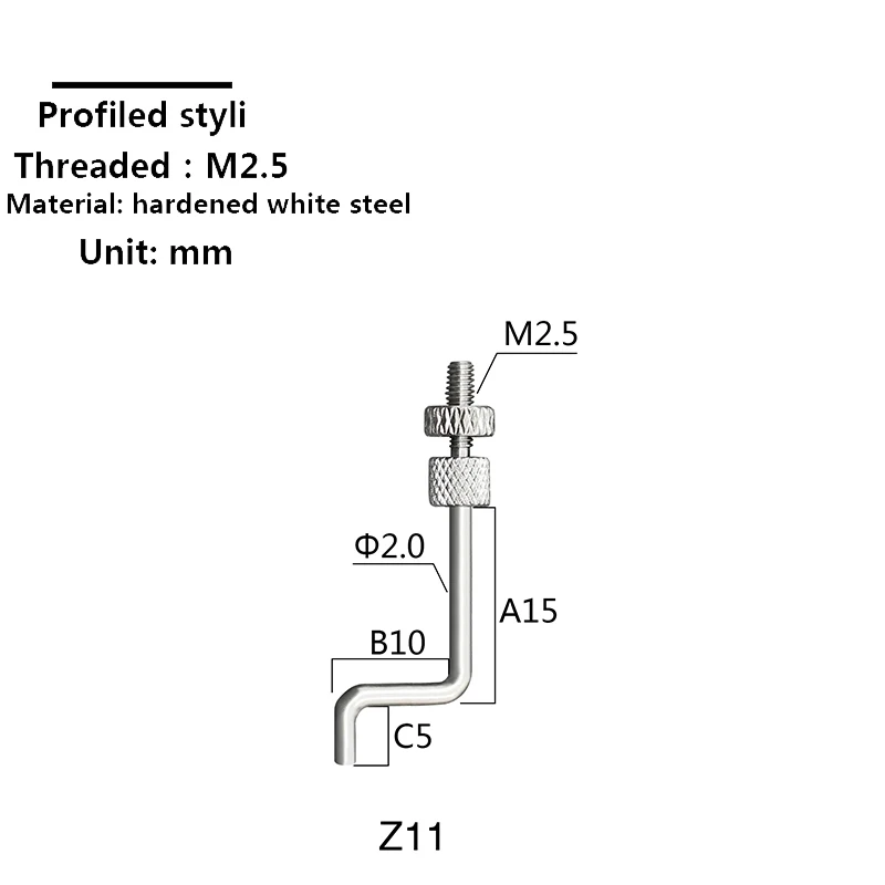 Dial indicator altimeter styli M2.5 universal shaped styli Hardened curved L type styli
