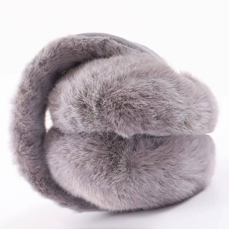 Fashion Warm Solid Earmuffs Foldable Band Plush Fluffy Winter Earmuffs Artificial Wool Earmuffs