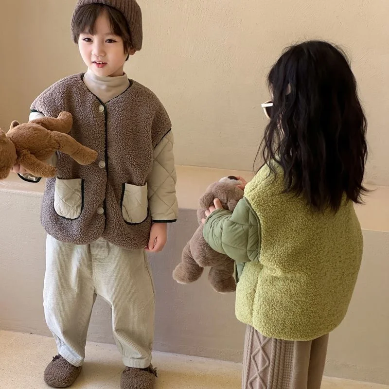 Ins Fashion Winter Autumn  Kids Clothes Jacket Warm Cotton Baby Boy Girl Coat