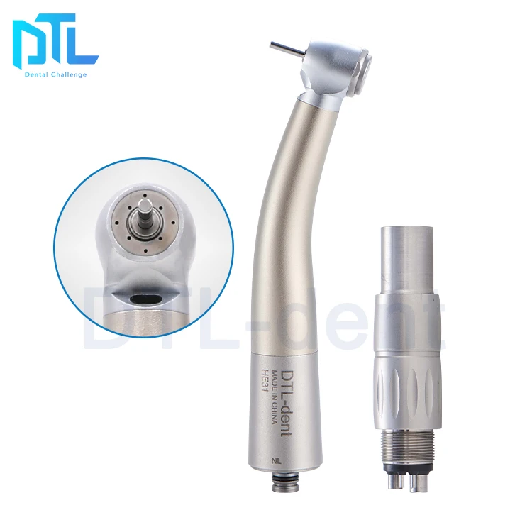 Customized dental air turbine push button high speed handpiece fiber optic LED PTL type coupling quick speed handpiece