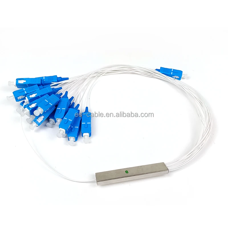 Optical Fiber SC APC UPC Connector Steel Tube Type OEM Logo PLC Splitter 1x2 1x4 1x8 1x16 1X32 1X64 1 Core Fiber Optic Cable EC