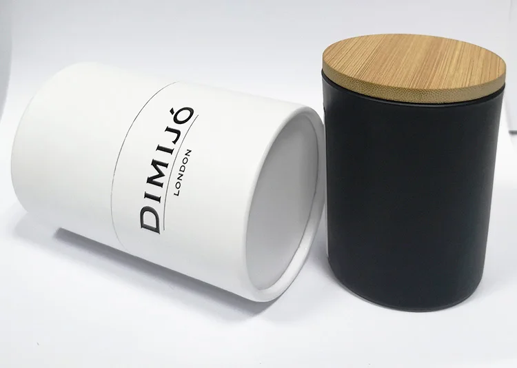 Luxury biodegradable personalized paper jar round black white cylinder tube box custom cardboard paper tube packaging for candle
