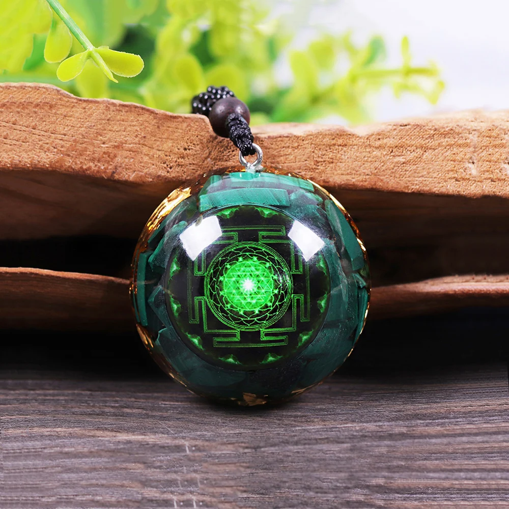 Orgonite Pendant Malachite Crystal Quartz Necklace For Emf Protection Chakra Healing Jewelry Gift