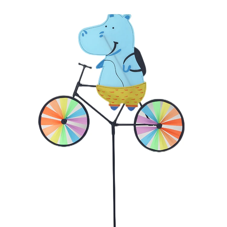 BAILING Kids Classic Toys Cartoon Hippo Animal Cycling Windmills Color Decorative Toy Windmills
