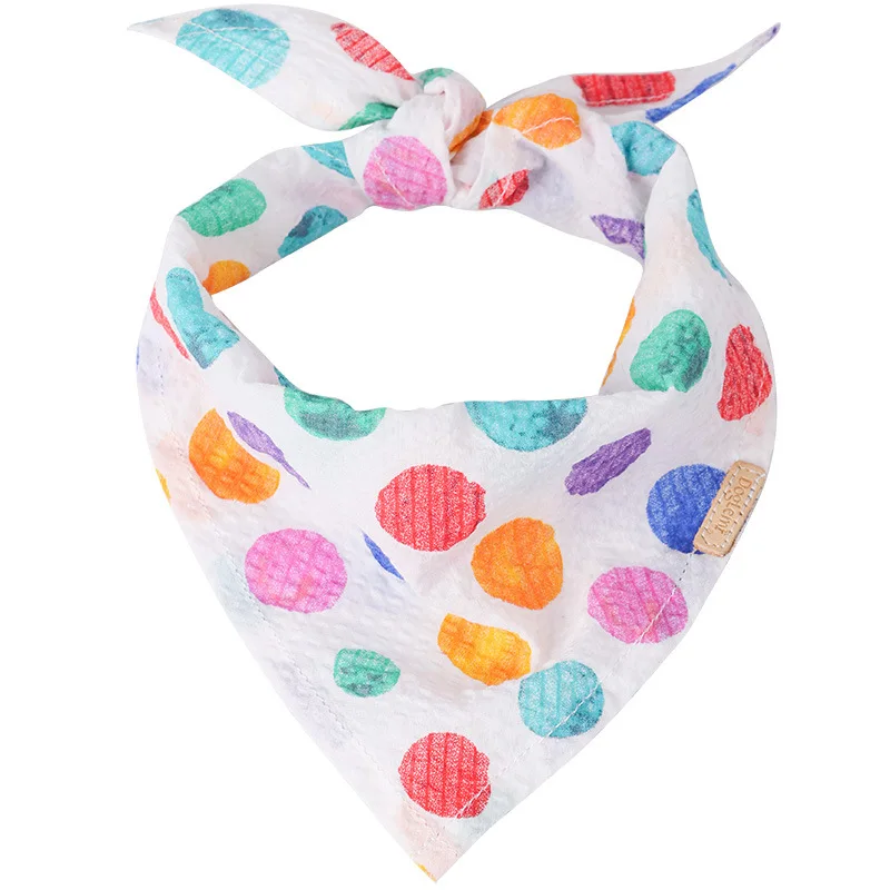 Pets Rainbow dots Triangle scarf Breathable Easy dry Cotton Skin-friendly Saliva towel Cute Fashion Cat Dog neck scarf