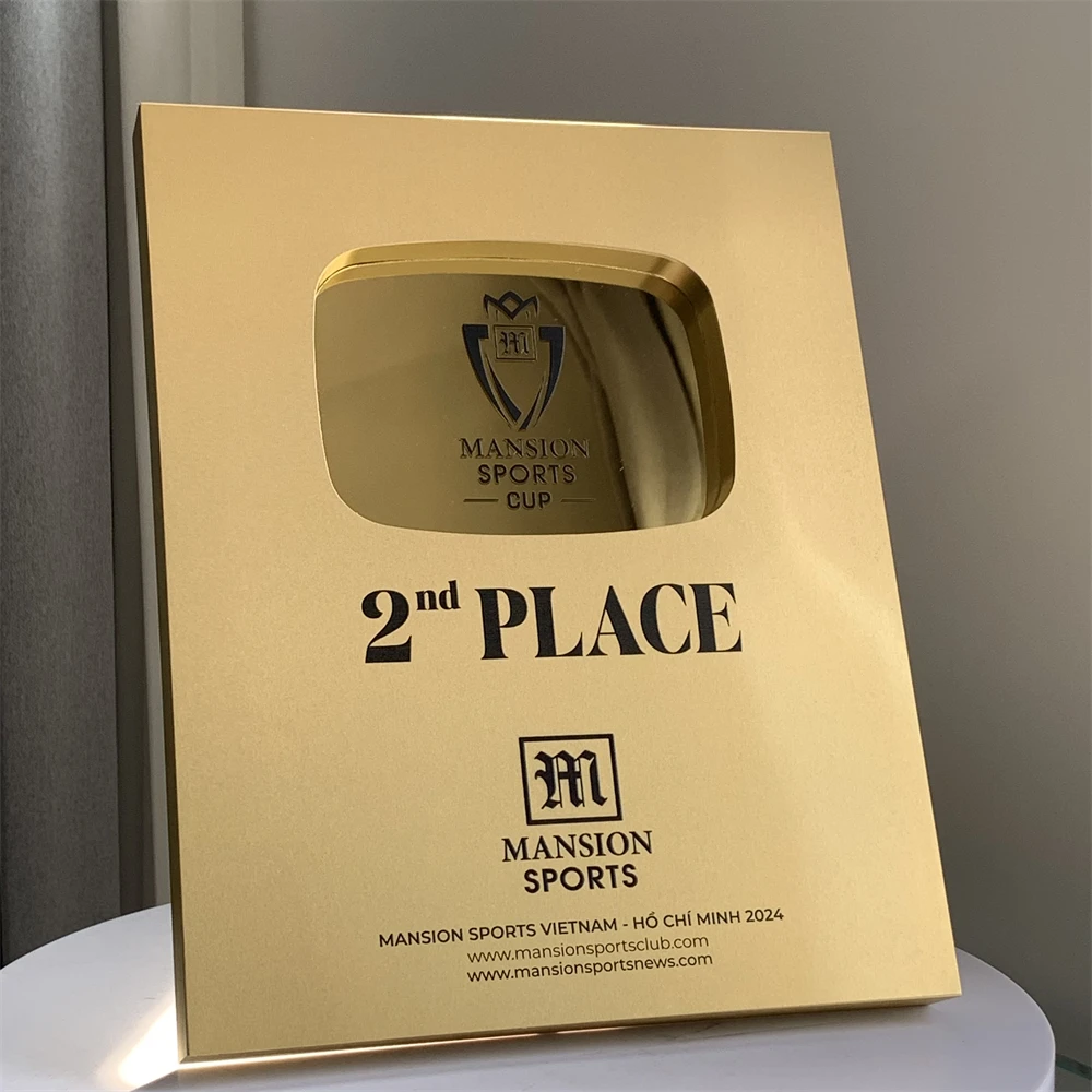 Aluminum Alloy Plaque Customized Logo Youtube Play Button Award Crystal Trophy Acrylic Awards Business Company Events Gifts