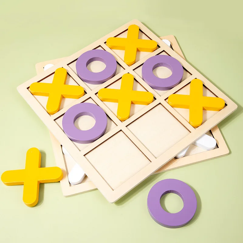 Оптовая продажа деревянная доска Tic Tac Toe XO настольная игрушка классические Семейные игры строительные блоки интерактивные шахматные игрушки
