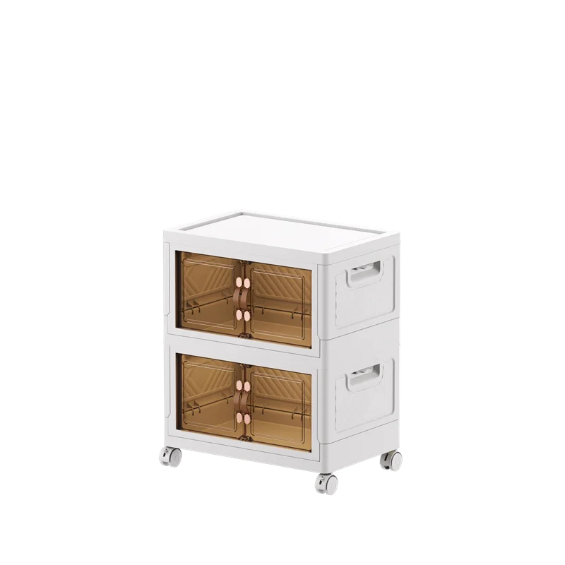 Stackable Storage Organizer Storage Containers with Lids, Collapsible Storage Box With Handle for Bedroom Living Room Kitchen