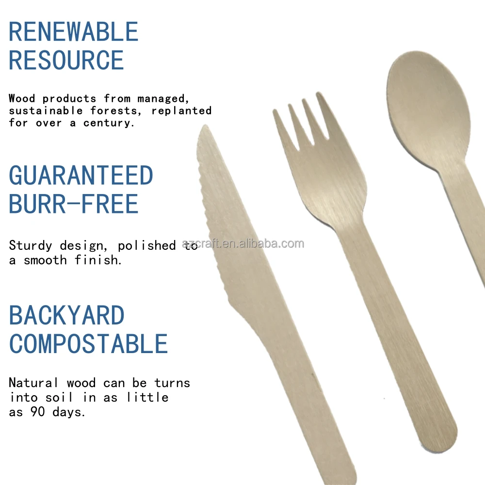 Biodegradable wooden Disposable Cutlery Sets Knife Spoon Fork Wholesale Custom