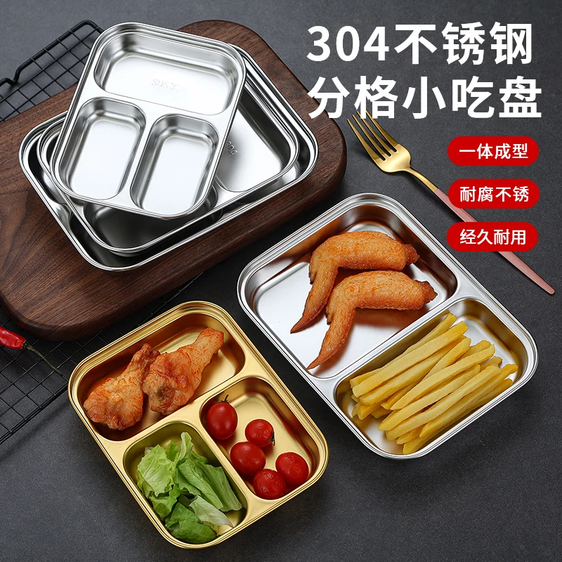 Compartment plate Stainless Steel Divided Dinner Plate Meal tray Kids Toddlers Babies Tray For Dinner And Lunch