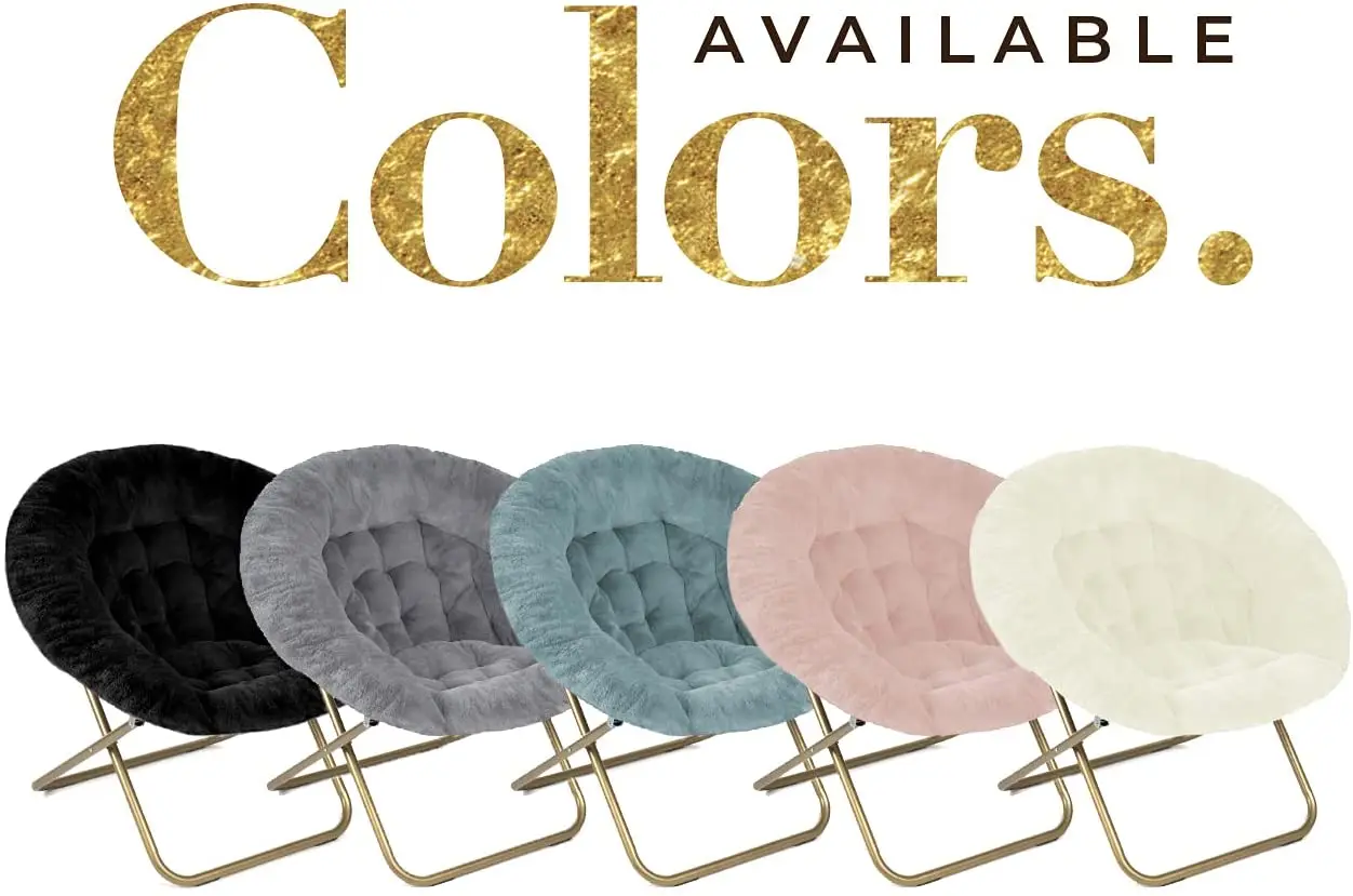 Hitree top seller Soft Thick Fabric Cushion comfortable indoor portable folding round moon chair for living room