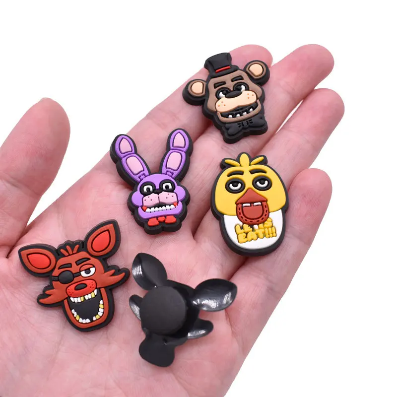 Cartoon highlights Pvc Soft Rubber Five Night At Freddy Shoe Charms Removable Shoe Buckle shoe Accessories silicone charms