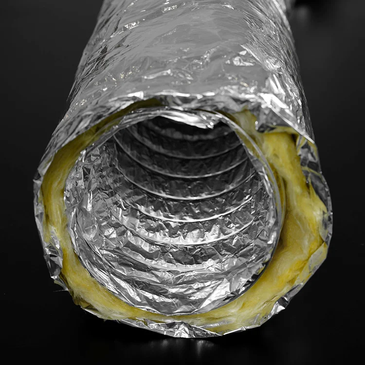 Aluminum foil different types fiberglass PET jacket with steel wire duct double reflective insulation duct