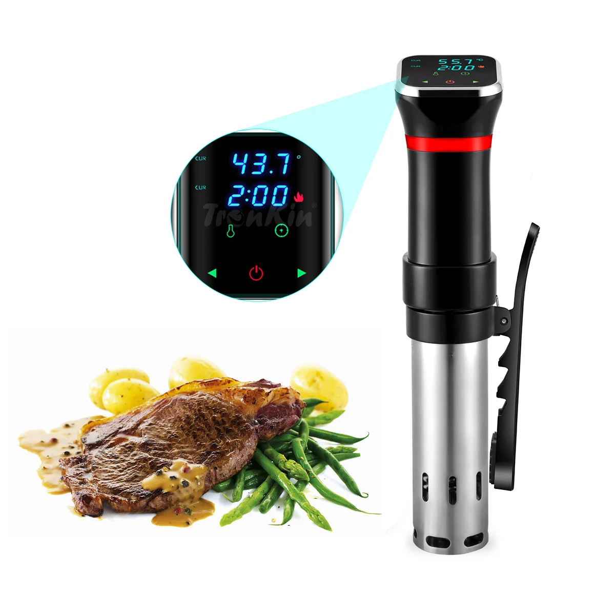 Sous Vide Cooker 1100W Thermal Immersion Circulator with Recipe and Adjustable Clamp Sous Vide Heater with Accurate Temperature