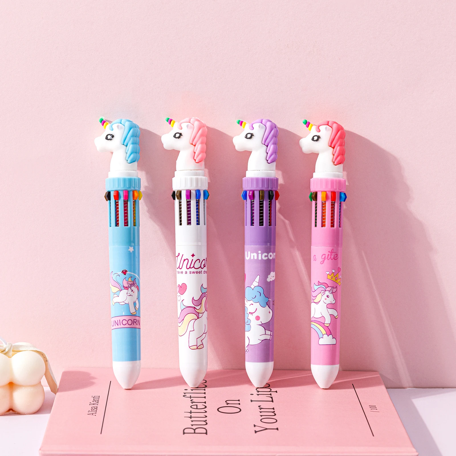 Cute Unicorn Hamster Dinosaur Rabbit 6 colors Ball Pen Multi color ball pen