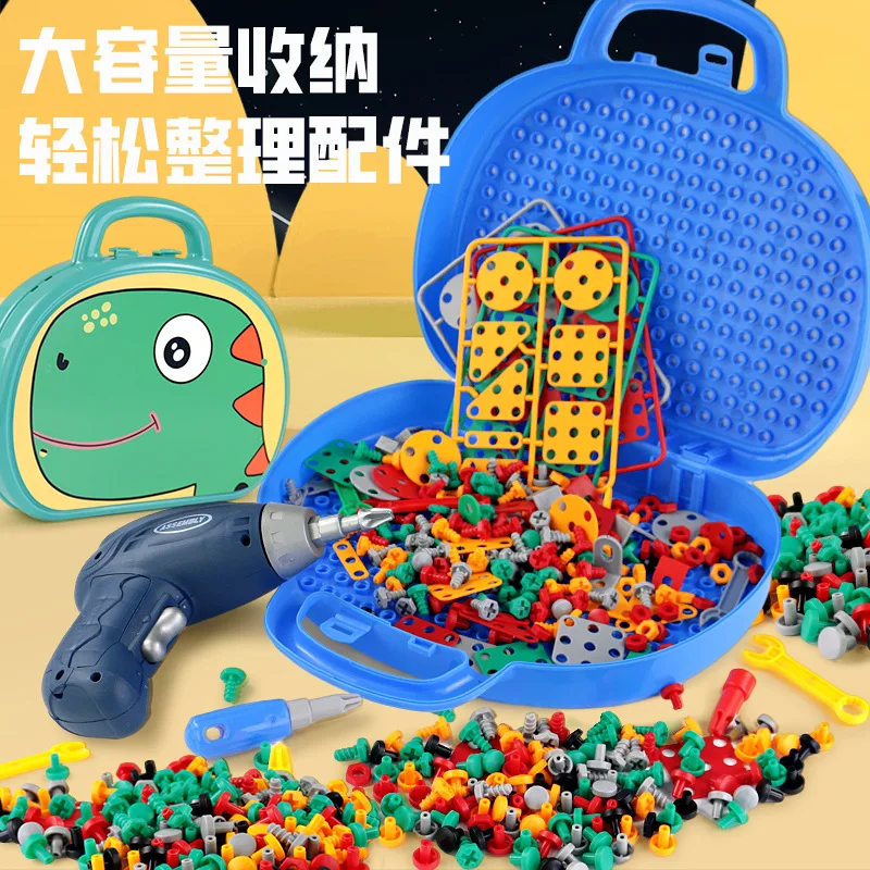 Children Electric Drill Toolbox Driller Games Tool Toy for Boys 4 6 Years Old Montessori Screw Puzzle Kid Pretend Play Toys Gift