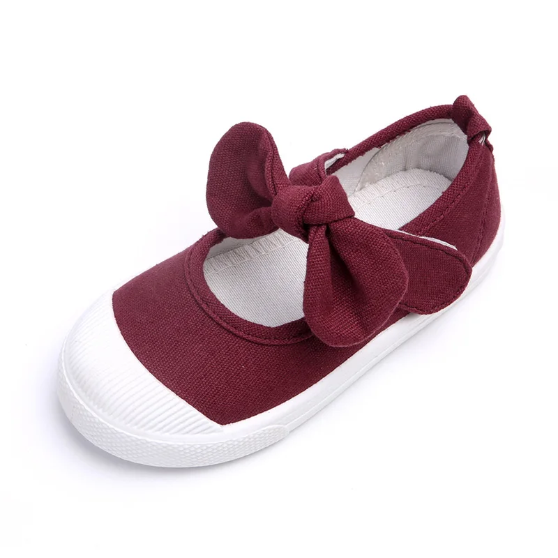 Size 21-30 Children Shoes Spring Autumn Kids Casual Shoes Sweet Cute Bow Breathable Sneakers Black Kids Canvas Shoes Factory