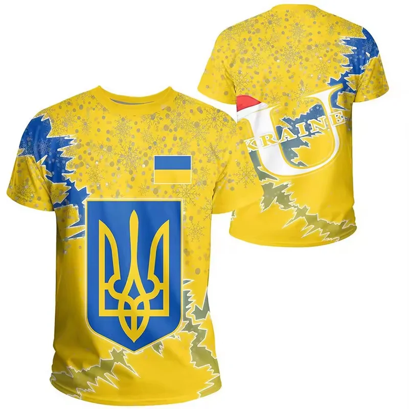 New Product Customization Breathable Quick Dry Fitness Top Ukraine Flag Male T Shirt With 100% Polyester