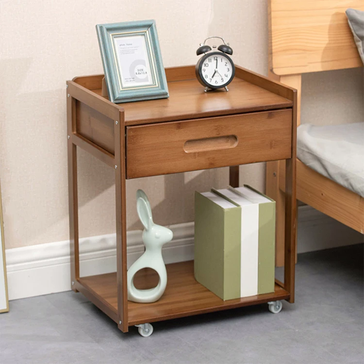 Haohe Hot Selling Products Modern Simple Bed Side Table Nan Bamboo Bedside Table Bedroom Furniture for Hotel