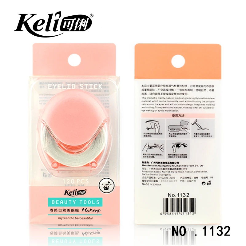 keli low moq professional  cut crease invisible fiber double eyelid tape stickers with big eye