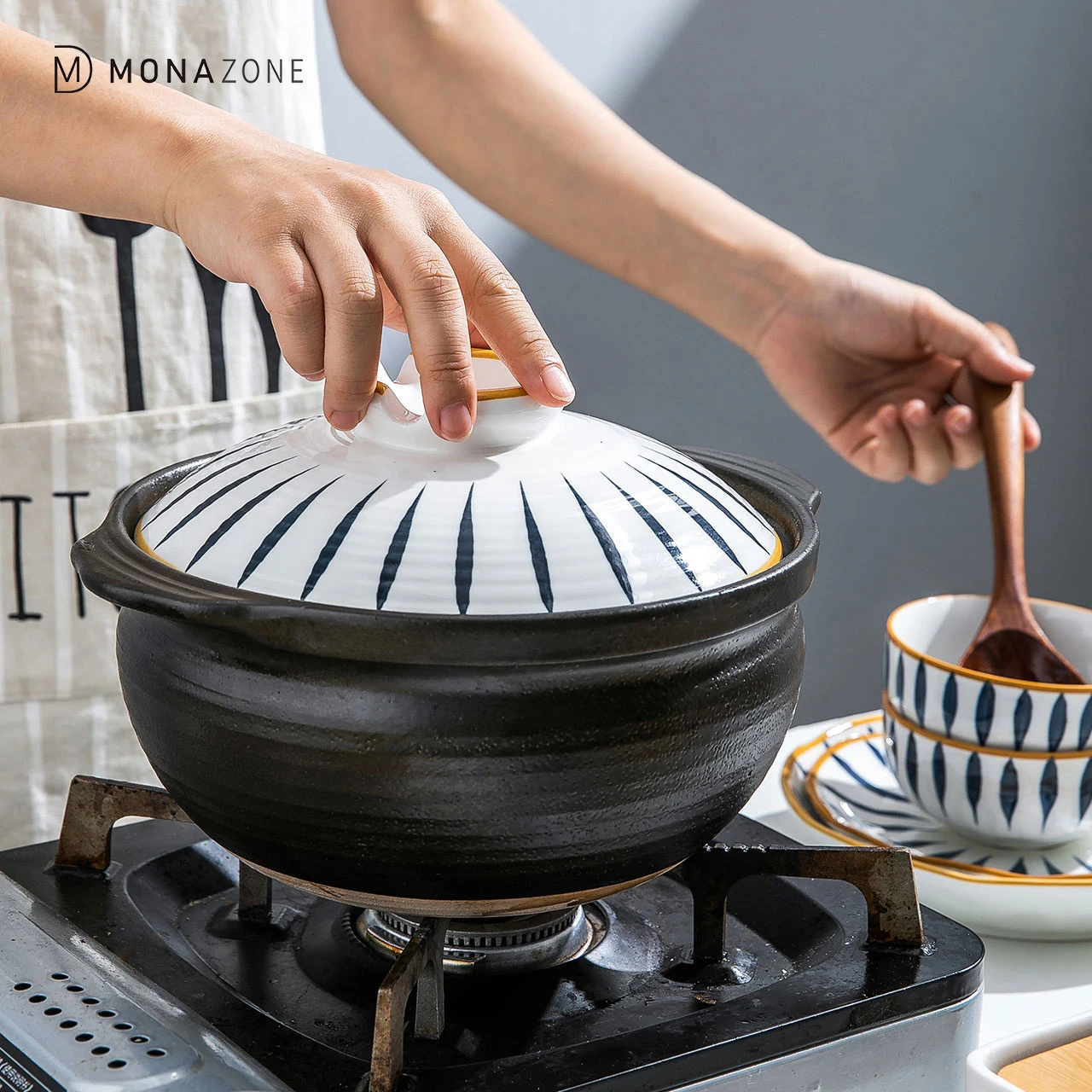 MONAZONE Casserole Soup Stew Pot Gas Cooker Special Ceramic Kitchen Soup Pot Casserole With Cover