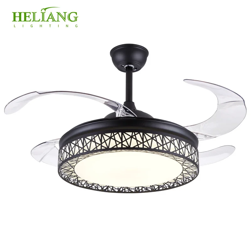 Современная простая светодиодная люстра в спальню, столовую, с регулировкой скорости, Серебряный вентилятор, 220 В, напряжение