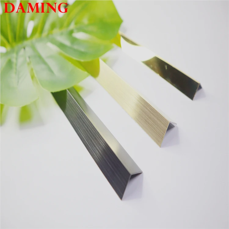 
customized surface satin brass stainless steel profiles l shape angle tile edge trim 