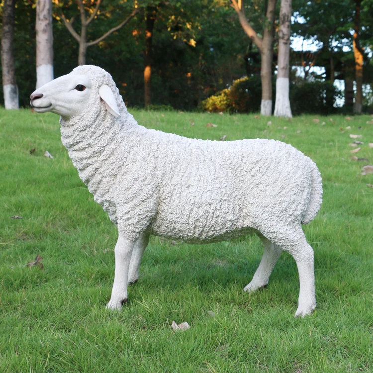Custom size fiberglass farm animals sheep resin life size, realistic garden fiberglass animal statue life size sheep$