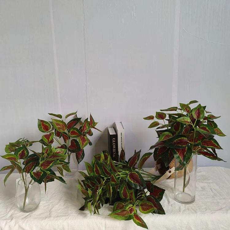 Leaf Faux Plant Wholesale Red Perilla Artificial Branch
