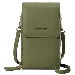 girls fashion shoulder messenger cellphone bags leather cellphone purse sling women touch screen cell phone bag forever Young