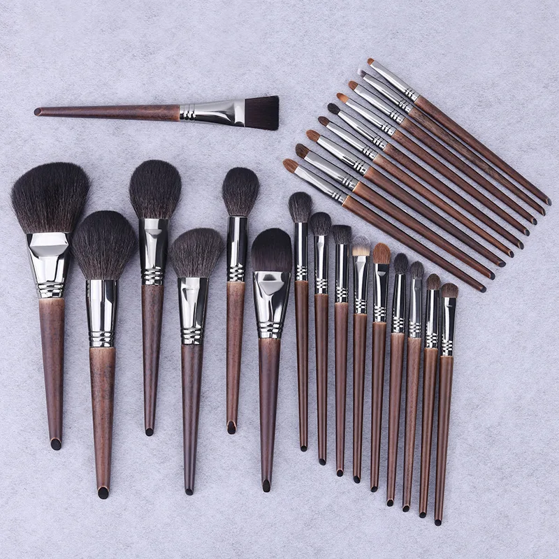 Makeup Brush Set 24pc Professional Eye Shadow Goat Pony Natural Hair black Makeup Brush 24 Pieces Set PU bag