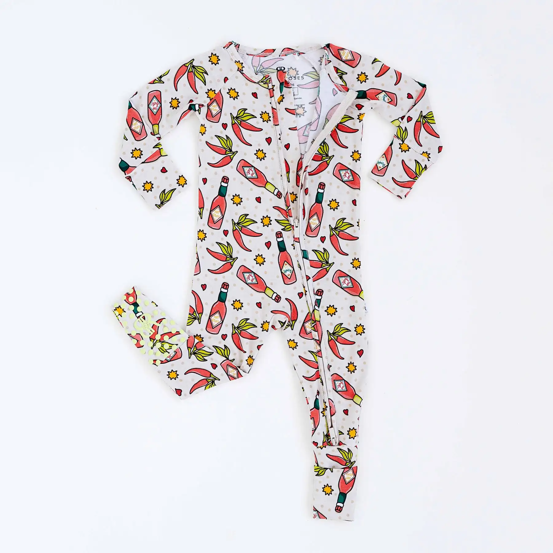 Baby Bamboo rompers Custom Butterfly print Long sleeve With Double Zippy with grip For girls  kids clothes