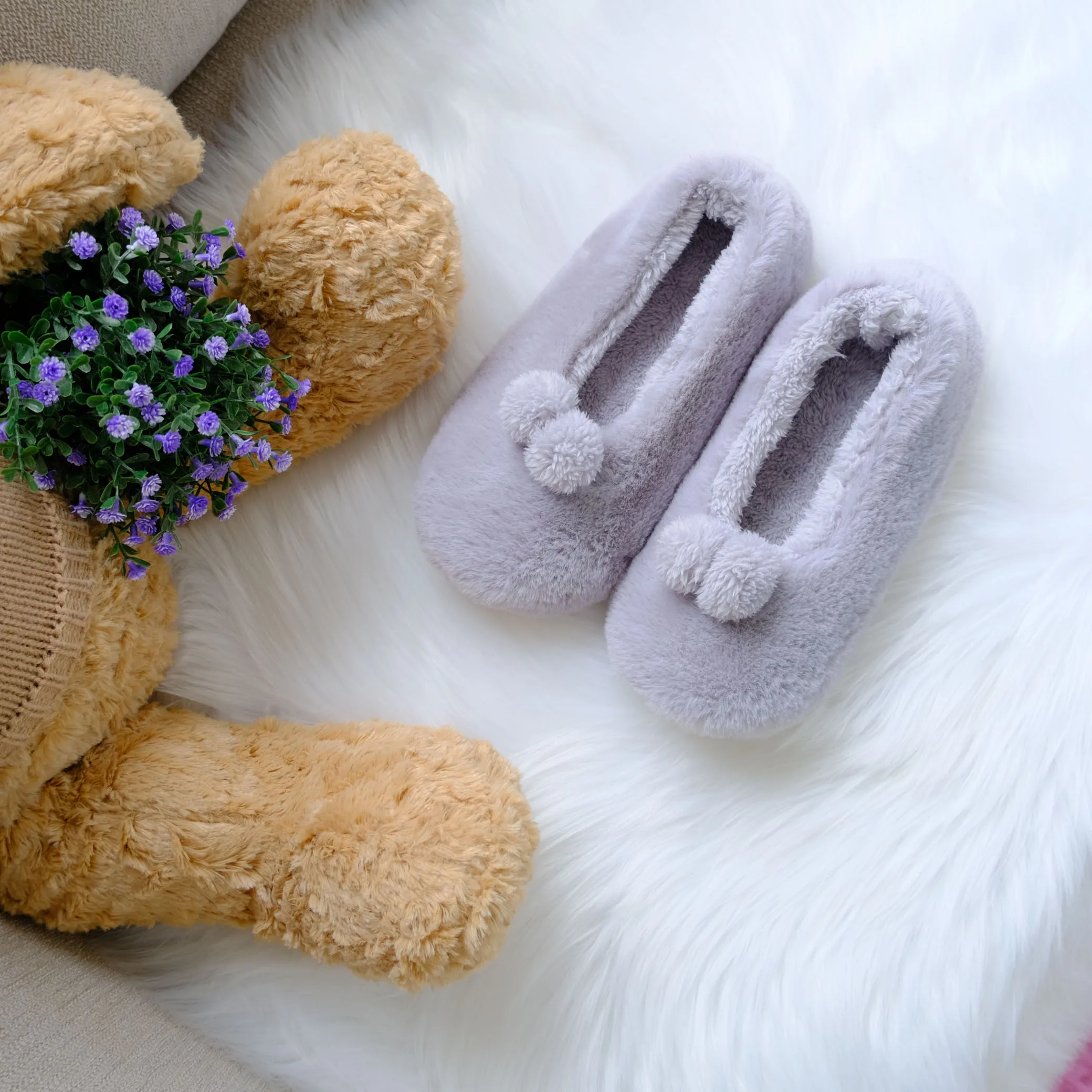 2021 Fashion Custom Winter Soft Fuzzy House Fluffy Furry Socks Rabbit Faux Fur  Ballet Women Slipper Socks