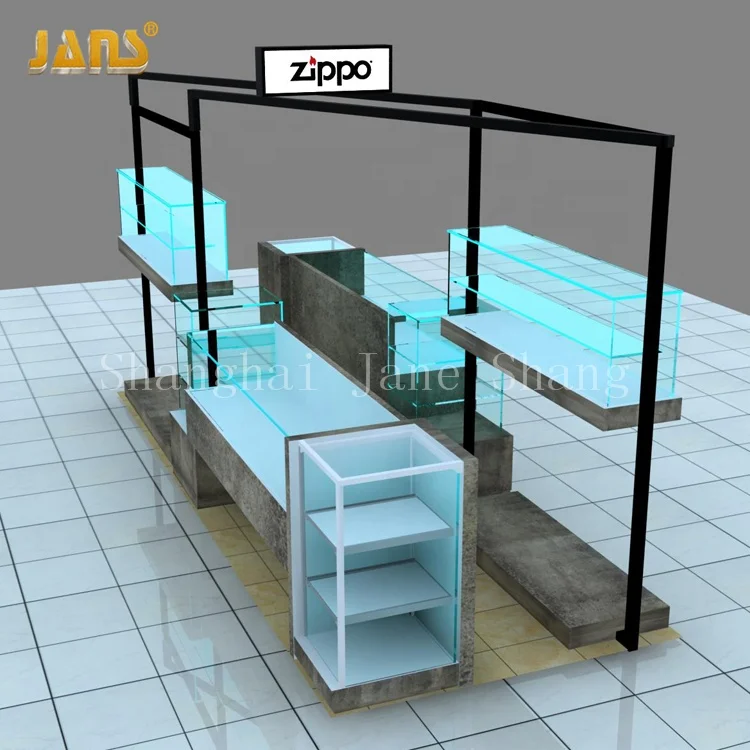 Custom glass display cabinet showcase for Zippo lighter