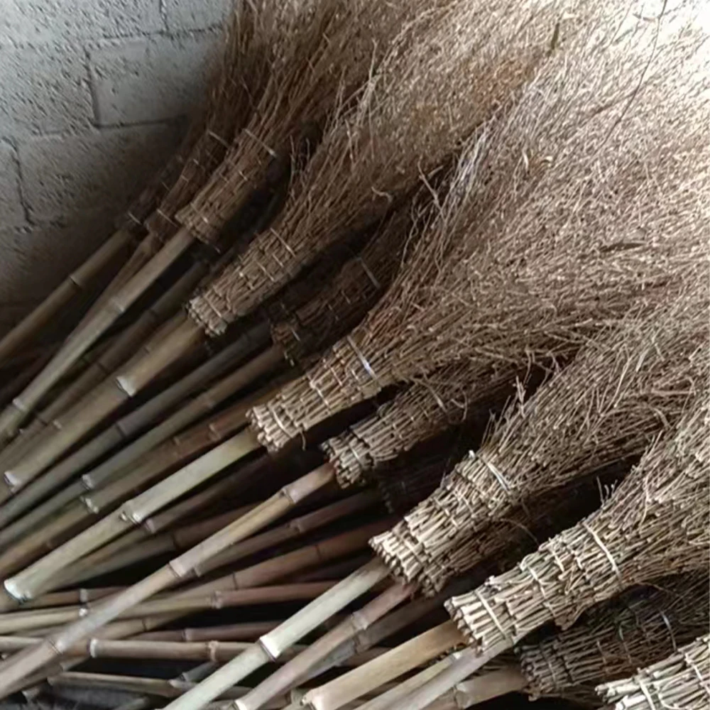 Agricultural furniture outdoor garden cleaning natural straw bamboo broom