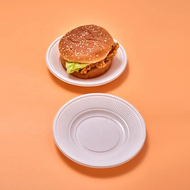 White Plastic Round Plastic 7 Inch Plates Disposable Plastic Dishes Dinner Plates for Parties Weddings