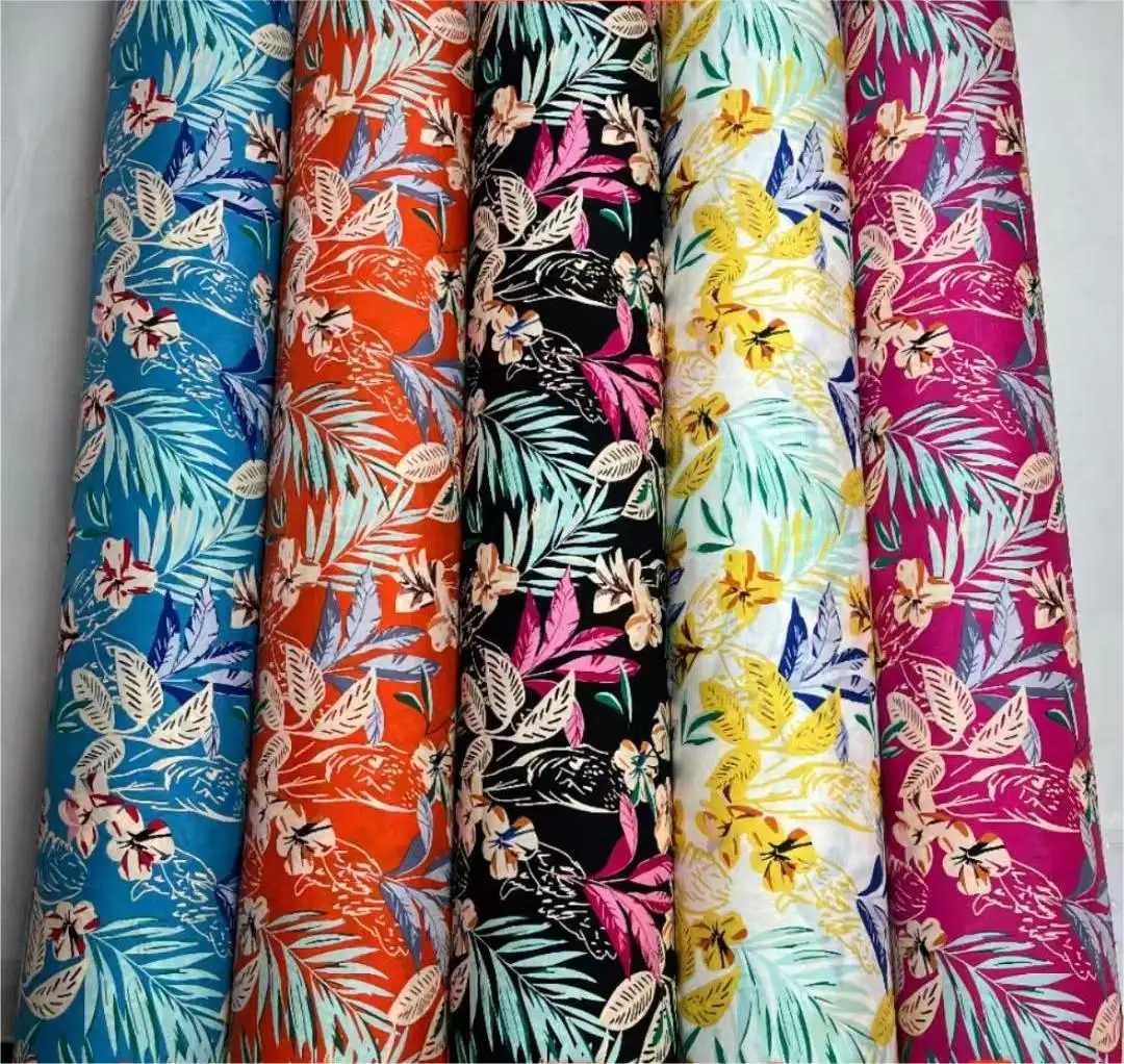 2024 Hot Sale Customization Fashion Design Printed Soft 100 Rayon Poplin Viscose Hawaii Fabric